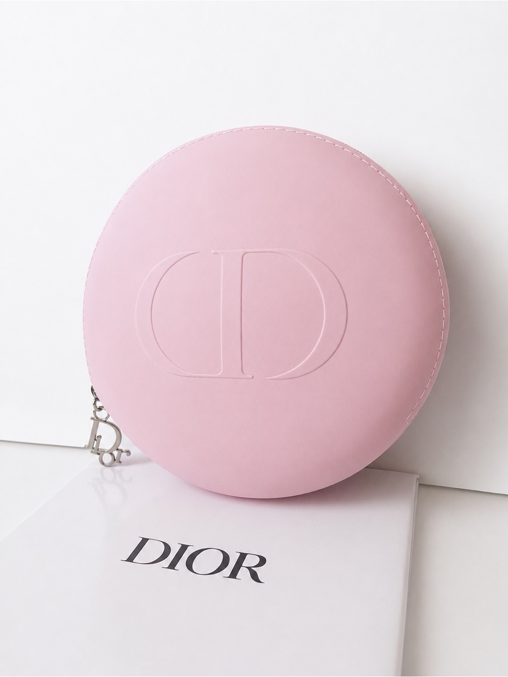 Dior Round Pink Embossed CD cosmetic Bag